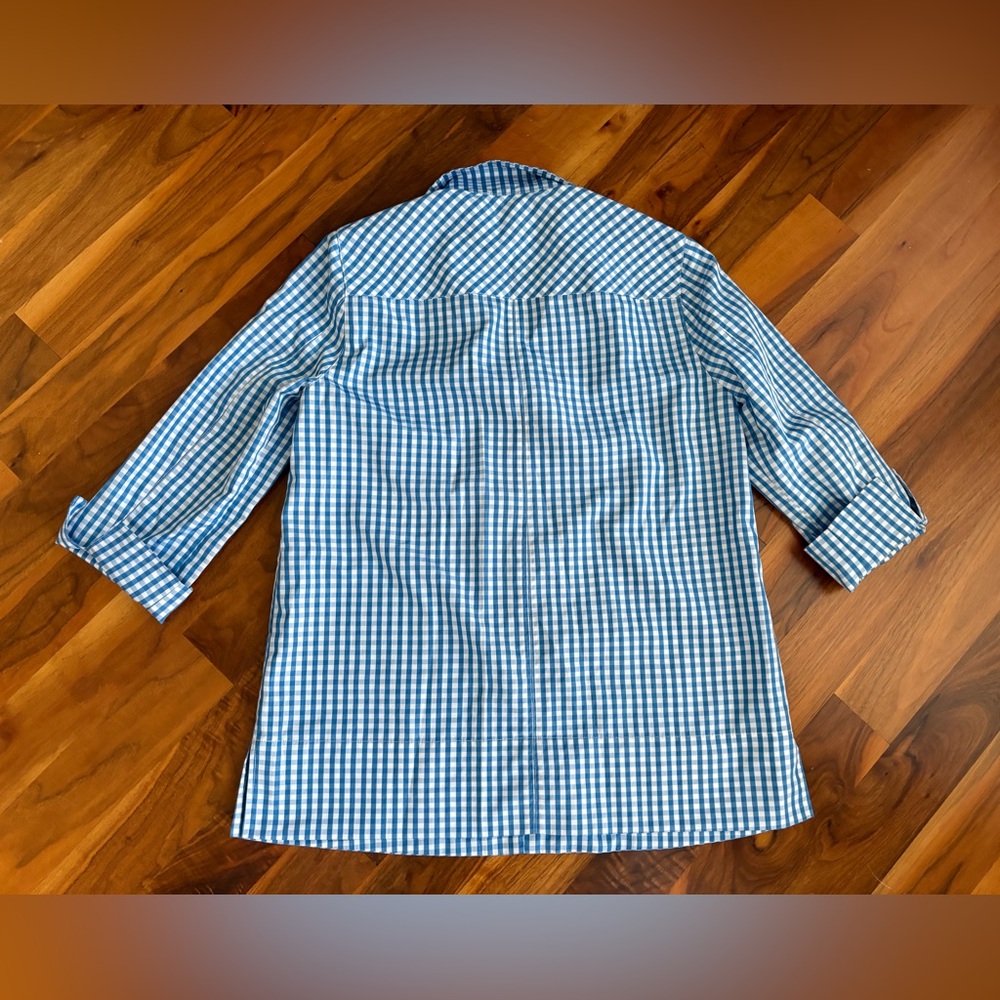 Tuckernuck, Blue & White Gingham Stand Collar Blouse Women’s, ECU - Picture 3 of 14